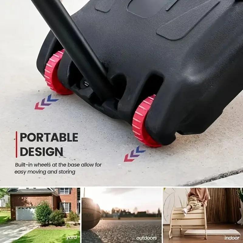 Adjustable Height 5.5-7" Basketball Stand with 44" Shatterproof Backboard - Portable Court System with Wheeled Base, Red