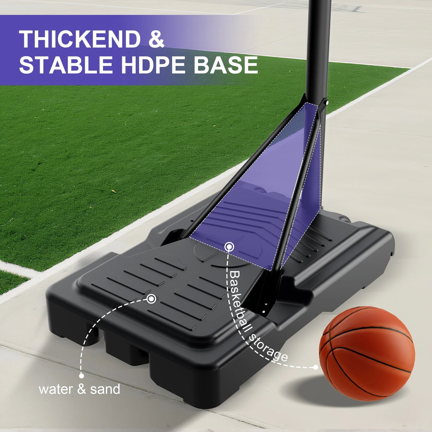 44 In. Stretch Portable Basketball Hoop & Goal With Quickly Height Adjusted 7.6 - 10 Ft. For Outdoor Indoor Court