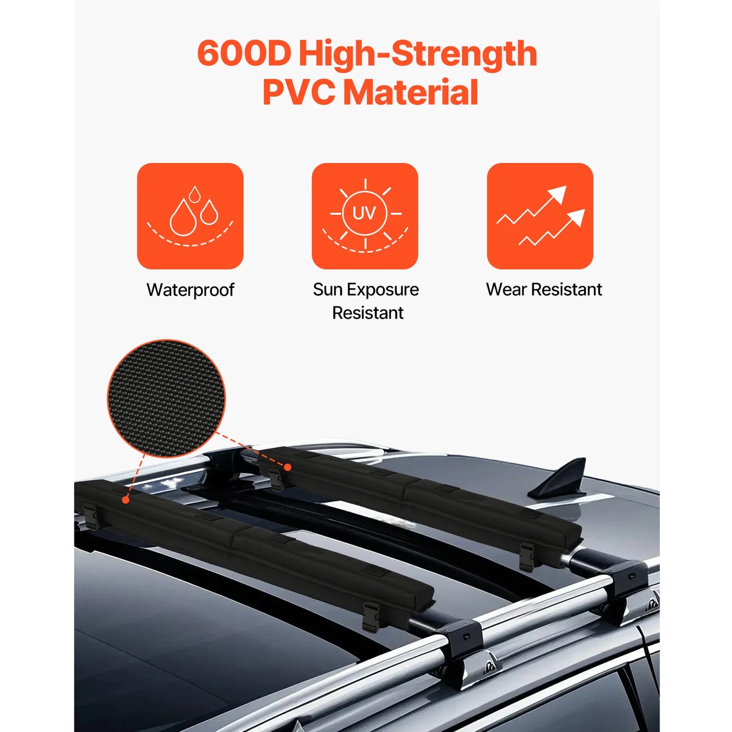 SucceBuy 30 inch Soft Roof Rack Pad Universal Car Roof Rack Pad for Various Crossbars Luggage Kayak Carrier SUP Canoe Snowboard