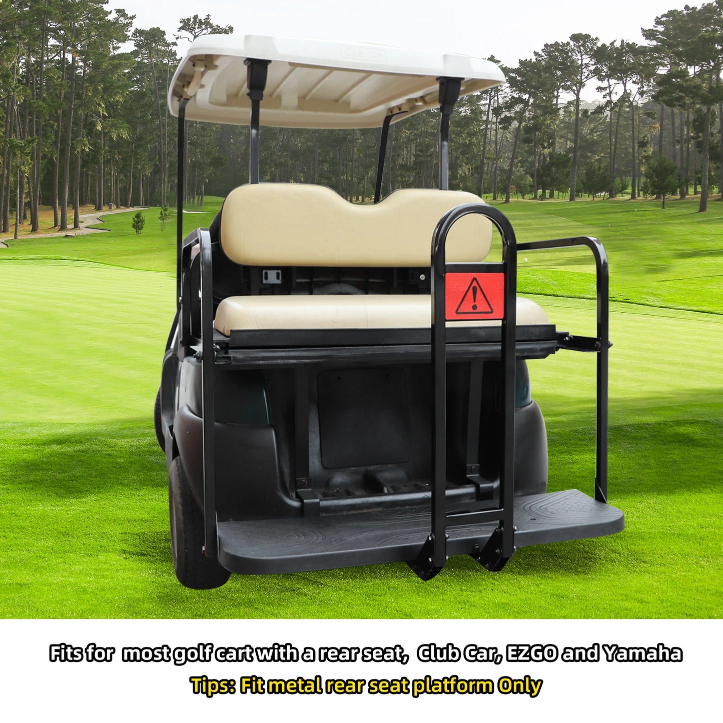 Roykaw Golf Cart No-Drilling Rear Seat Safety Grab Bar Fit for EZGO, Club Car, Yamaha, Golf Handrail Bar for Rear Seat Passenger