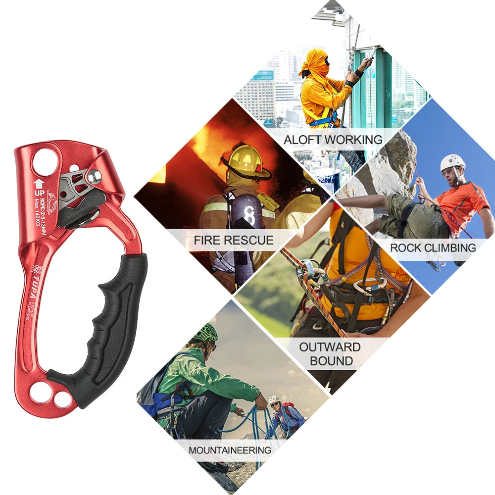 Vertical Rope Ascender Hand Ascender Aluminum Alloy Rock Climbing Handheld Ascender for Aloft Working Caving