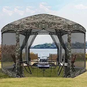 Pop up Canopy, 12X12 Pop up Tent with Mesh Walls, 6 Sides Gazebo, Patented 1 Step Lock Tech, Screened House for Outdoor/Camping