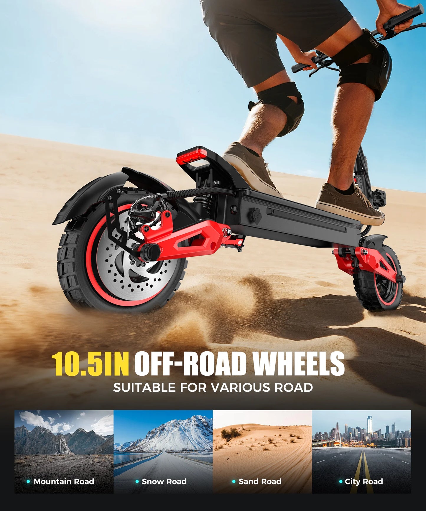 Electric Scooter 1600W Motor 48V18AH Battery E-Scooter Dual Disc Brakes 10inch Off-road Tire Maximum Speed 50KM/H City EScooters