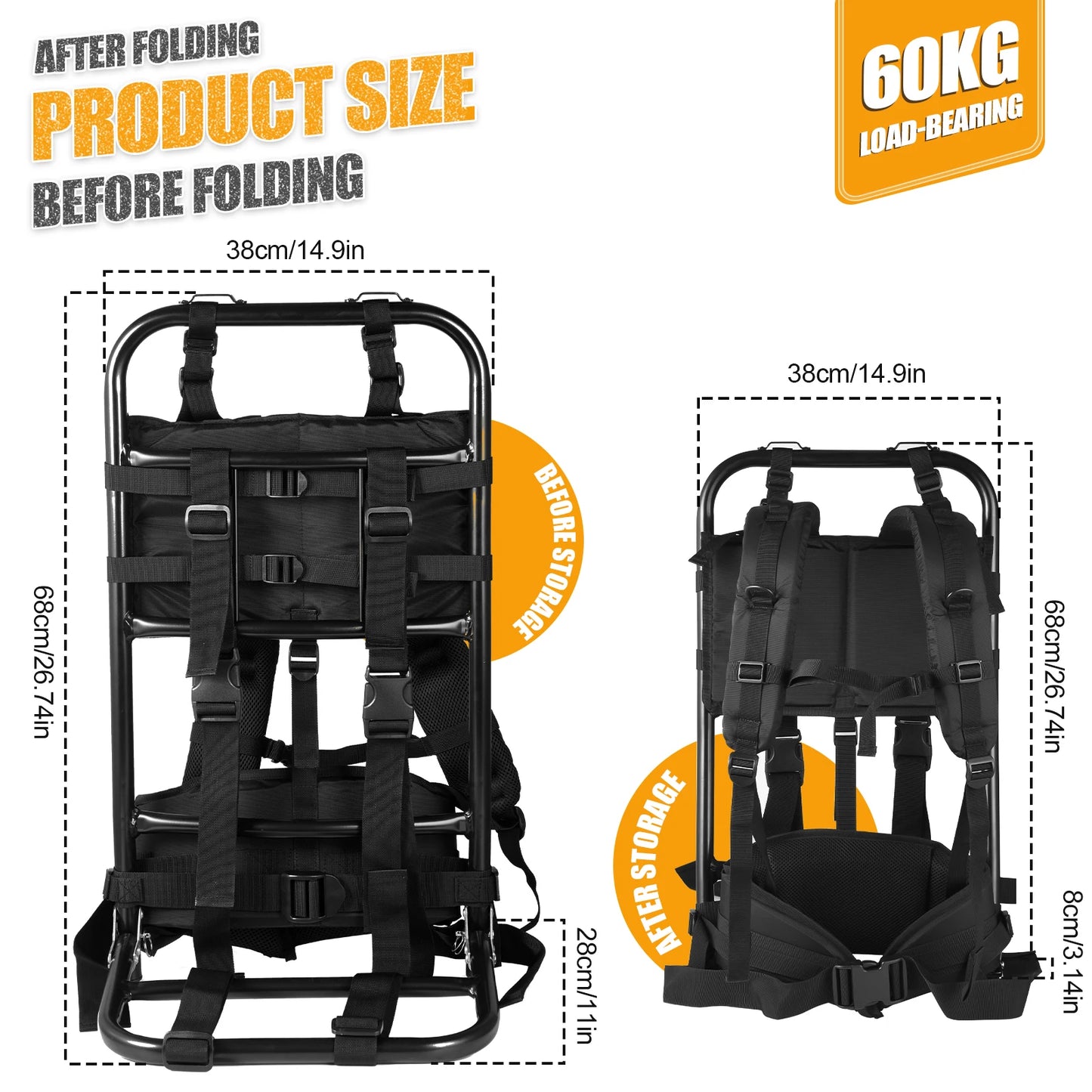 Camping Backpack External Frame Heavy Carrying Backpack Frame Portable Foldable Hunting Carrier Bag Holder For Camping Hiking