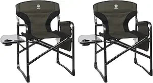 Lightweight Folding Directors Chairs Outdoor, Aluminum Camping Chair with Side Table and Storage Pouch, Heavy Duty Supports 350