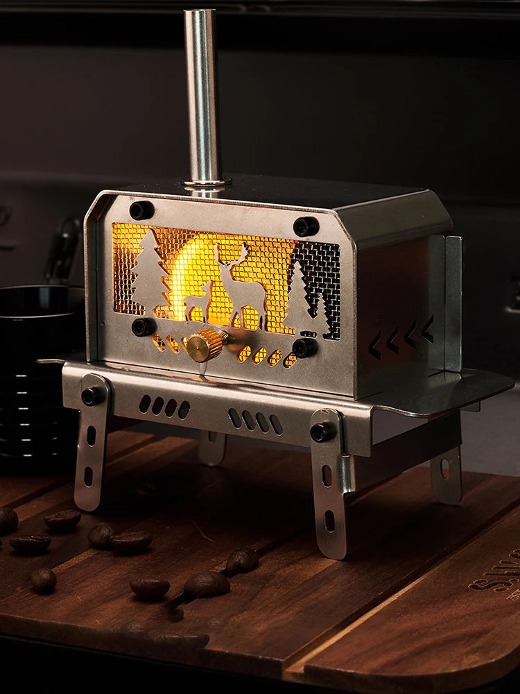 Outdoor Firewood Stove with Chimney Wood Burning Stove Stainless Steel Camping Wood Stove for Backpacking Fishing