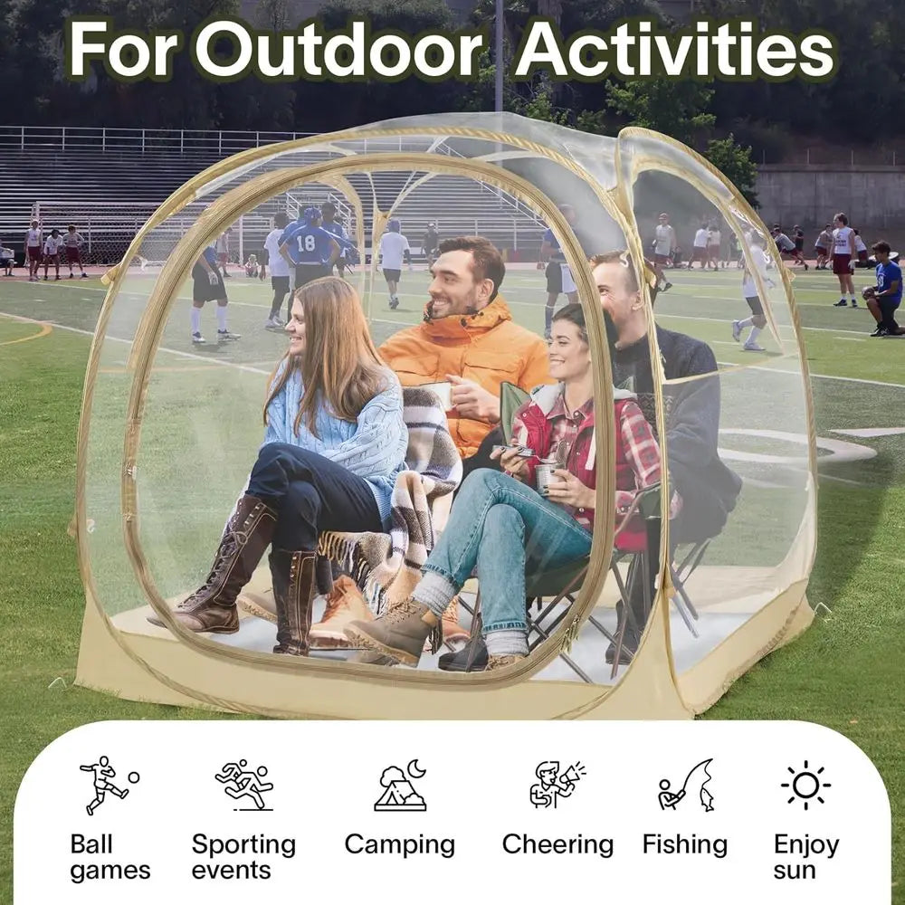 All-Weather 360° Clear View Bubble Tent for 1-4 People, UV Protection, Waterproof, Ideal for Camping and Outdoor Sports