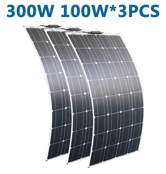 200W Flexible Solar Panel for Campervan Roof Shed 100W Photovoltaic Solar 12V Battery Charging Portable Green Energy Solution