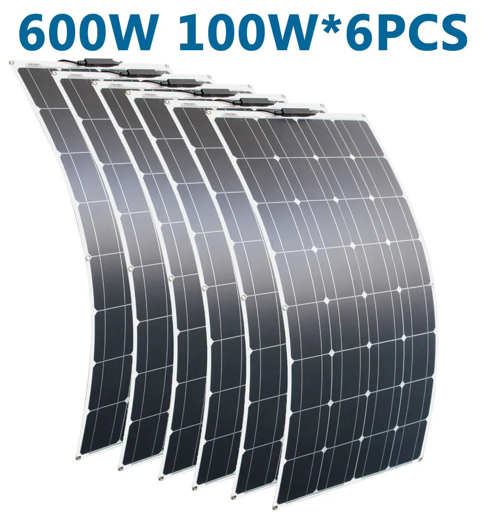 200W Flexible Solar Panel for Campervan Roof Shed 100W Photovoltaic Solar 12V Battery Charging Portable Green Energy Solution