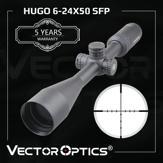 Vector Optics Hugo 6-24x50 Hunting Riflescope 1 Inch 25.4mm Optical Rifle Scope BDC Reticle Fits .22WMR & .308win Shock Proof