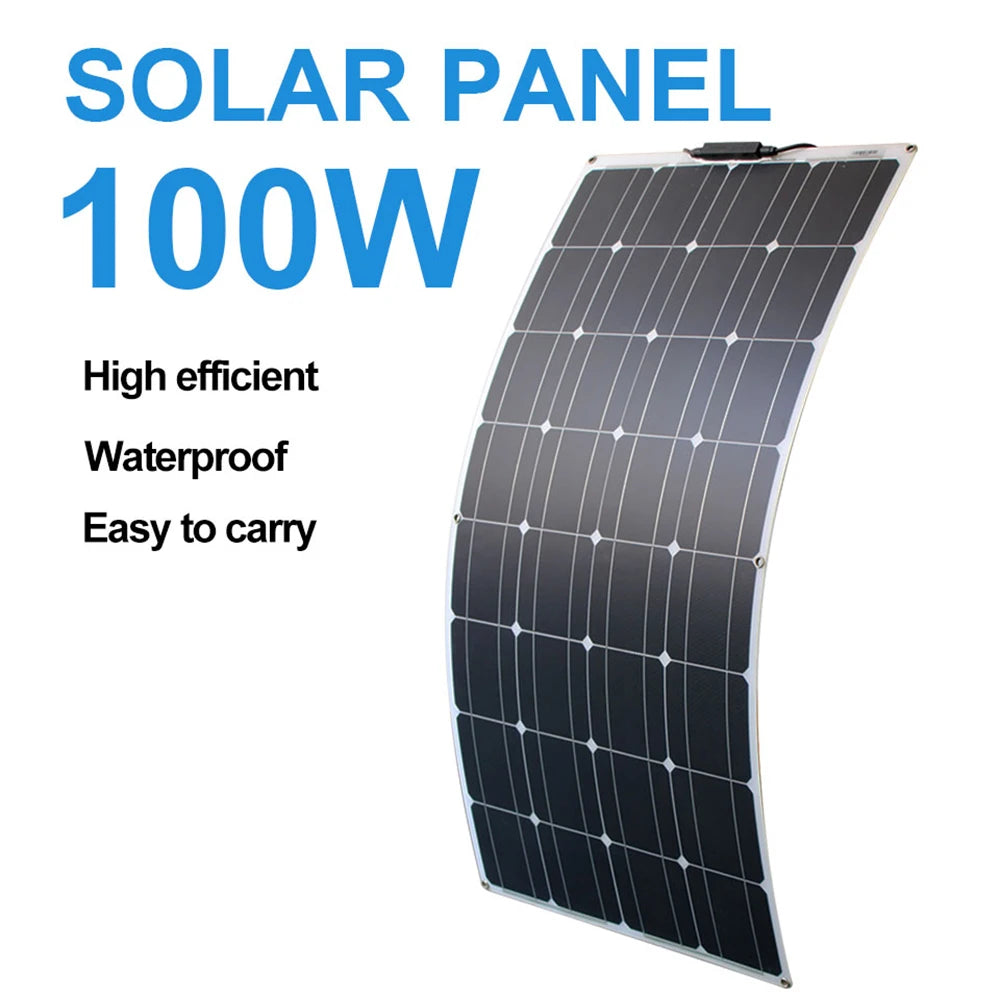 200W Flexible Solar Panel for Campervan Roof Shed 100W Photovoltaic Solar 12V Battery Charging Portable Green Energy Solution