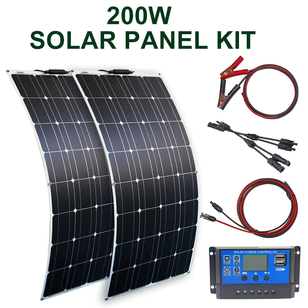 DGSUNLIGHT 100w 200w 12v portable Solar Panel Flexible 18V 800W plate CELLS Monocrystalline silicon