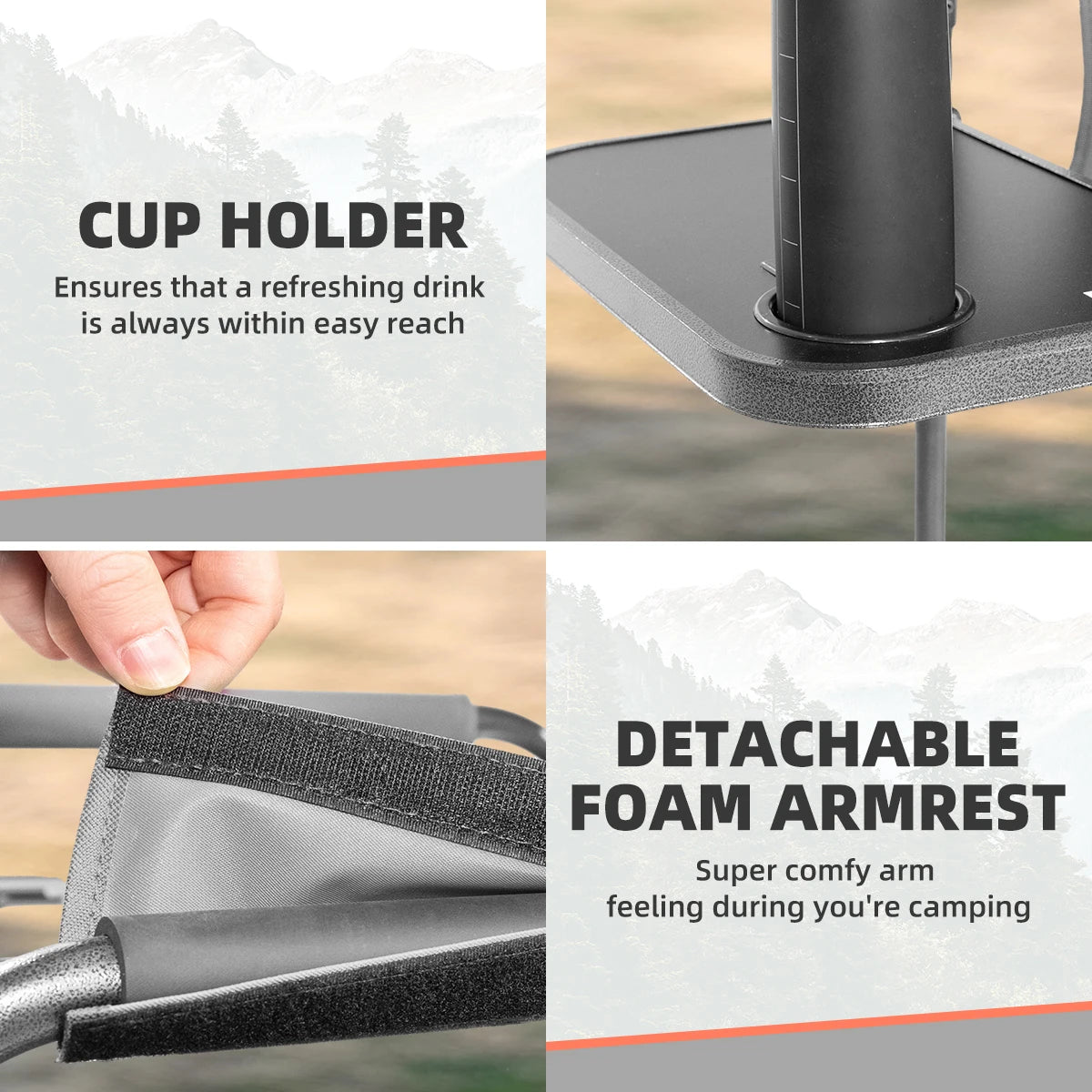 Tisetrail Director Camping Chair with Cooler Bag Camping Directors Chair with Foldable Side Tray Outdoor Lawn Chair Gray&Black