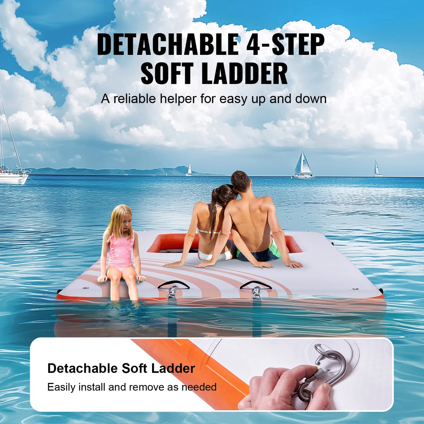 SucceBuy Inflatable Floating Dock  Inflatable Dock Platform Non-Slip Water Floating Dock Mat with Portable Carrying Bag