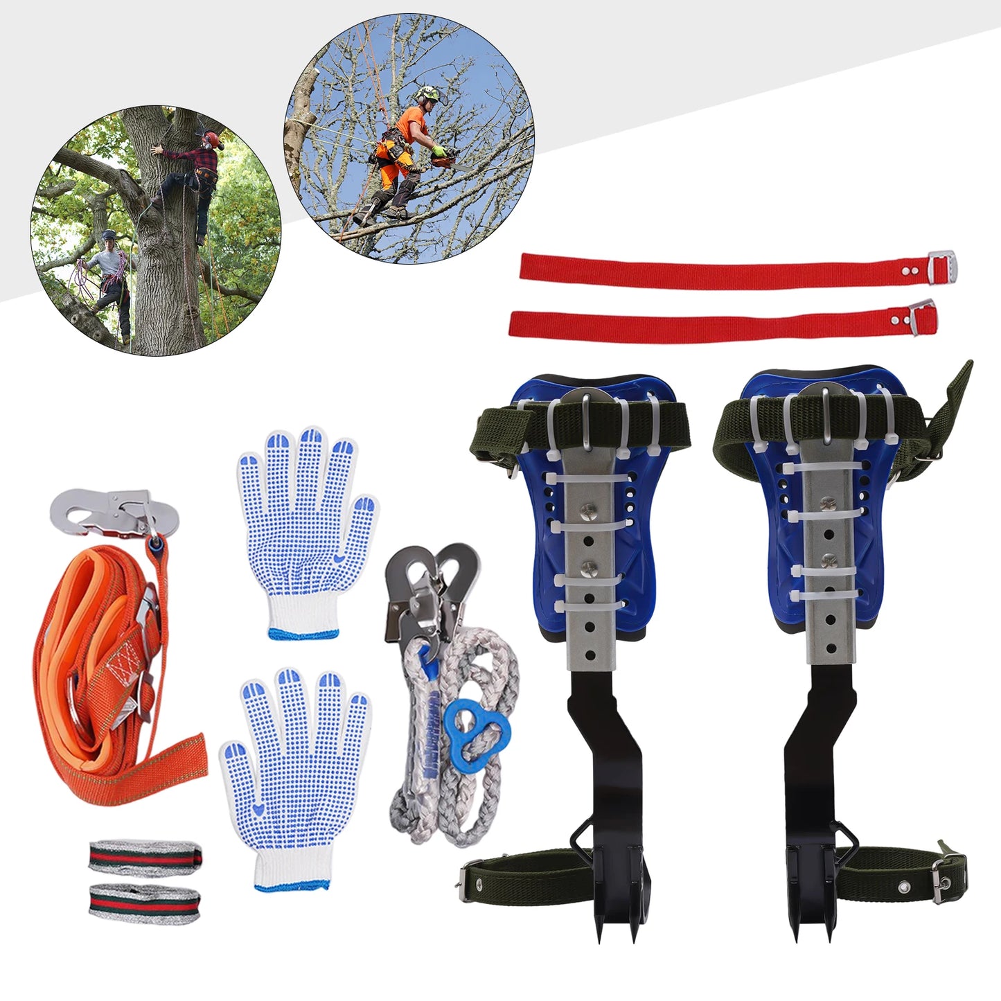 Tree Climbing Spikes Set for Tree Work Adjustable Tree Climbing Gear Set Climbing Spike Tree Climbing Tool with Safety Belt&Rope