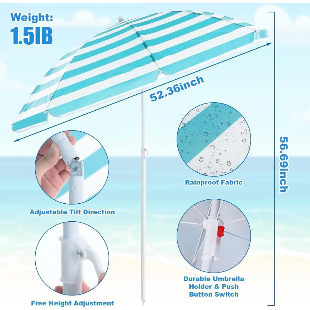 2 Pack Beach Chair for Adult with 2 Umbrella Low Folding Chair Detachable Adjustable Lightweight  Customized
