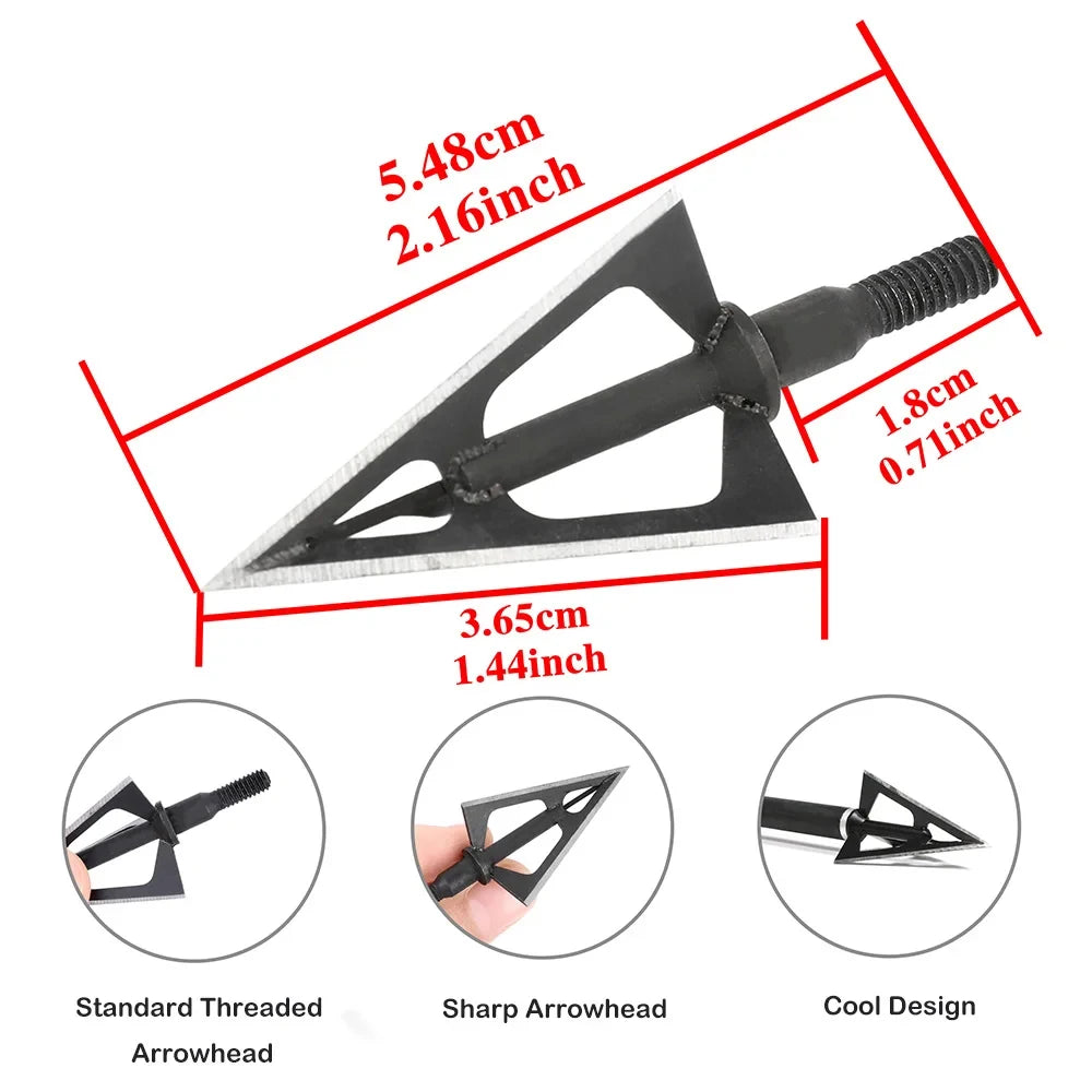 Archery Hunting Arrowhead Shooting Broadheads Screw Points Arrow Tips for Outdoor Compound Recurve Bow Target Practice 12X