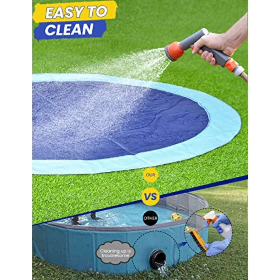 97inch Dog Splash Pad Non-SlipExtra Large Pet Dogs Cool Sprinkler Pool Heavy Duty XXL Splash Pads for Kiddie Baby Wading Pool S
