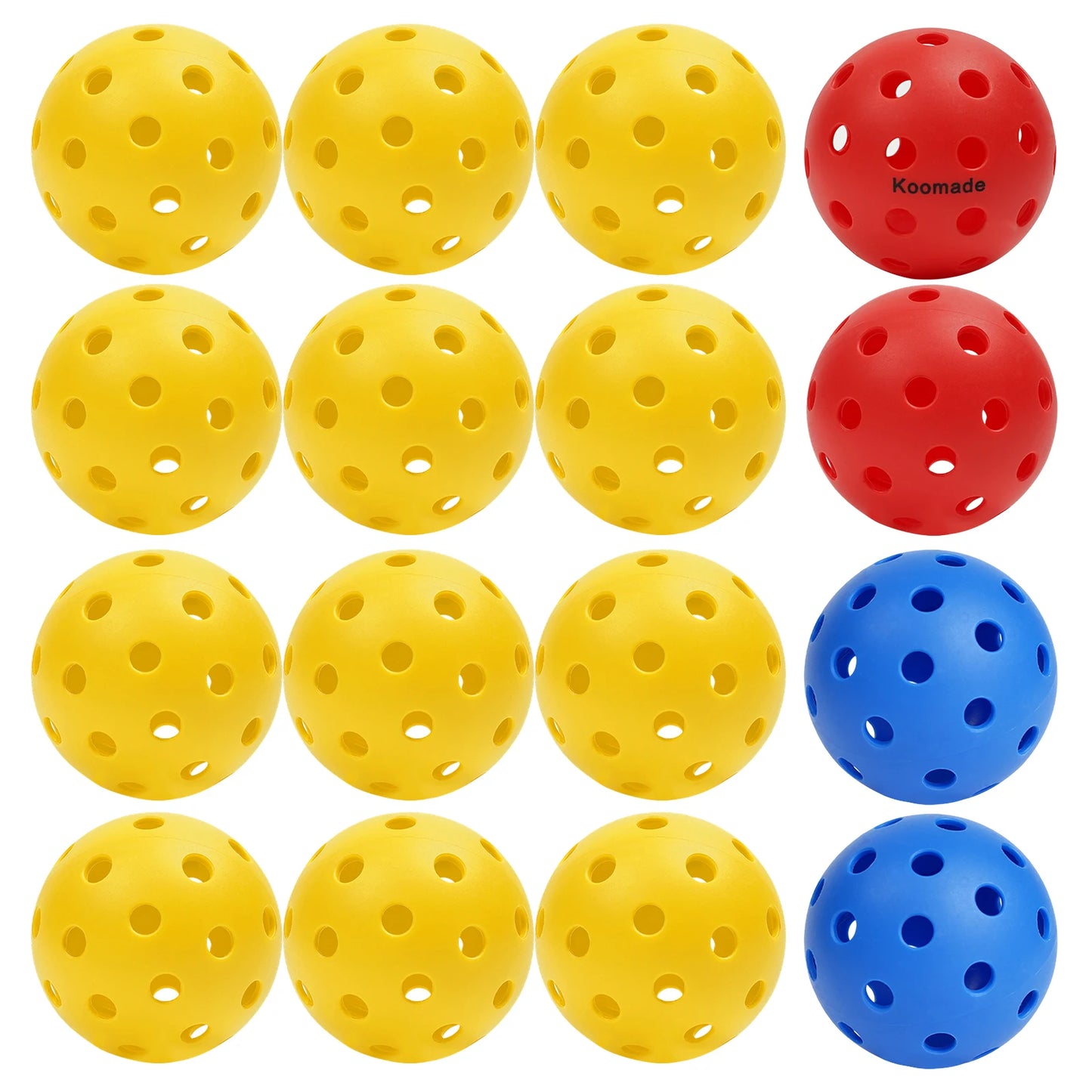 KOOMADE 8/16pcs Pickleball Balls 40 Holes Colorful and Durable Pickleballs 74mm Training Ball Practice Competition Pickleball