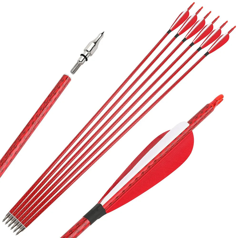 12X 30" Carbon Arrow Archery SP500 Screw Tips Compoundbow Recurve Bow Hunting US