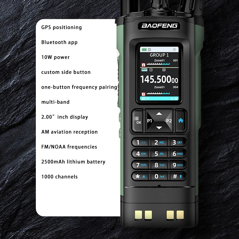 New BAOFENG UV-32 Walkie Talkie GPS 10W Bluetooth APP Programming Multi Band Wireless Copy Frequency Type-C UV32 Ham 2 Way Radio