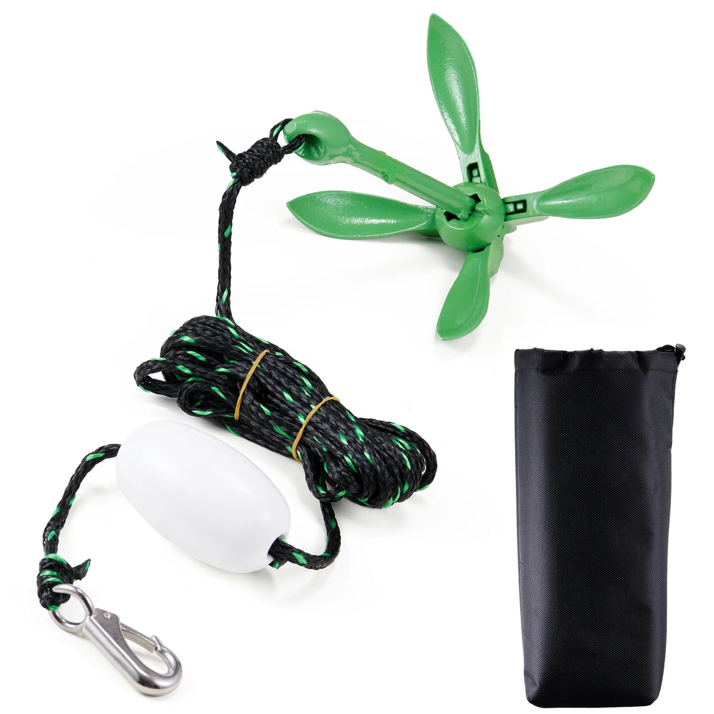 SucceBuy Kayak Anchor Kit 3.5 lb Paddle Board Anchor Kit with 26.2 ft/8 m Rope and Buoy Folding Small Boat Anchor Storage Bag