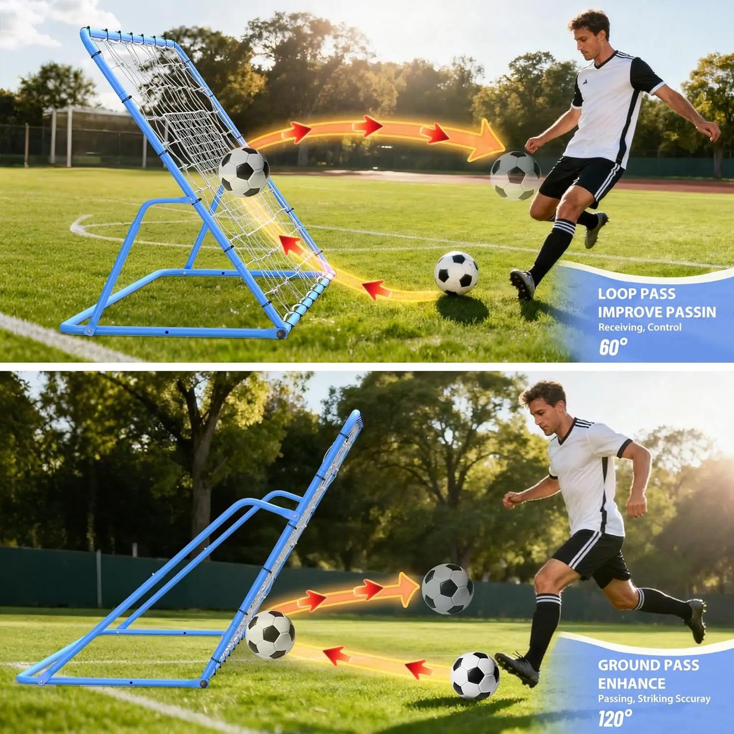 Soccer Rebounder Net– Adjustable Angle Soccer Trainer & Practice Equipment, Rebound Board for Ball Training, Foldable Soccer Net