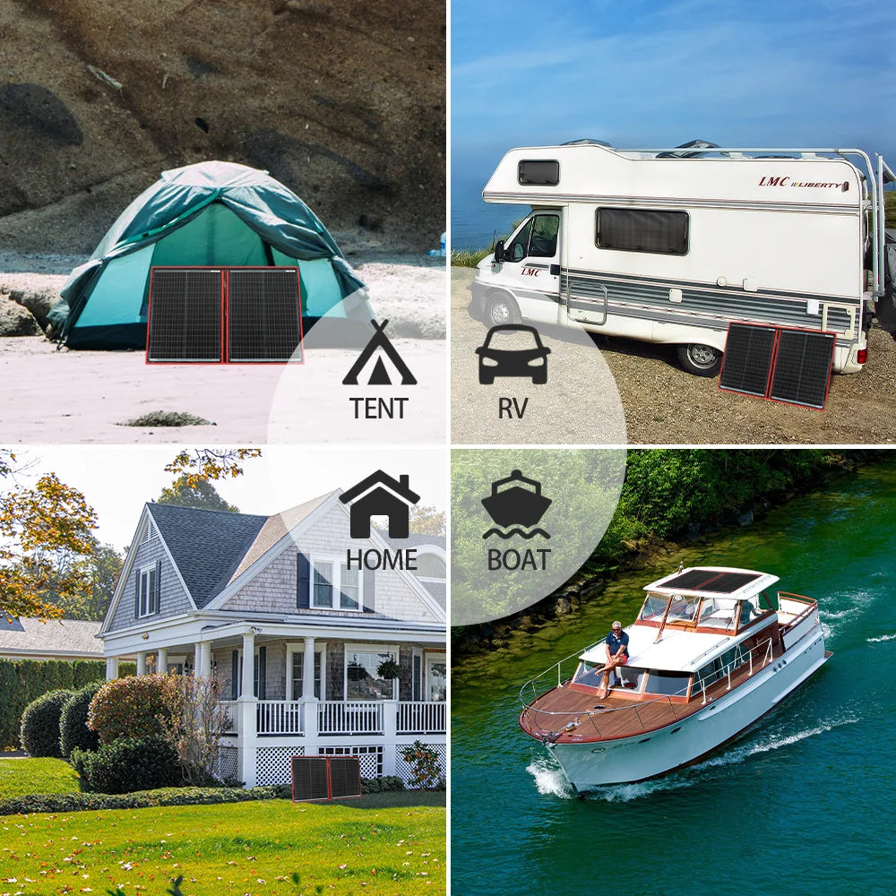 Dokio 18V 100W Portable Foldable Solar Panel with 12V Controller Kit for Family Camping Trips