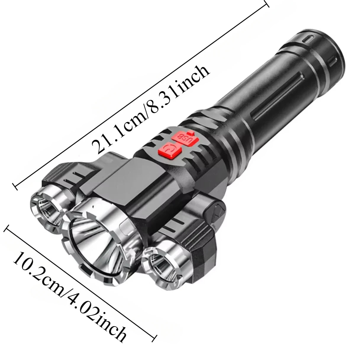 3LED Strong Waterproof LED Flashlight, Portable Camping Bike Light, Remote Outdoor, Car Emergency, Life-Saving Equipment