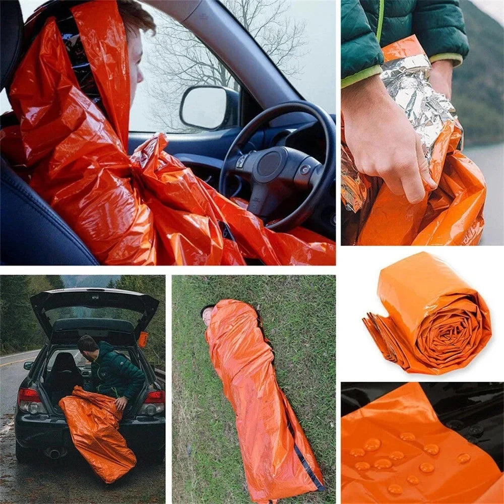 Emergency Sleeping Bag, Mylar Emergency Blanket, Waterproof Lightweight Survival Shelter Blanket