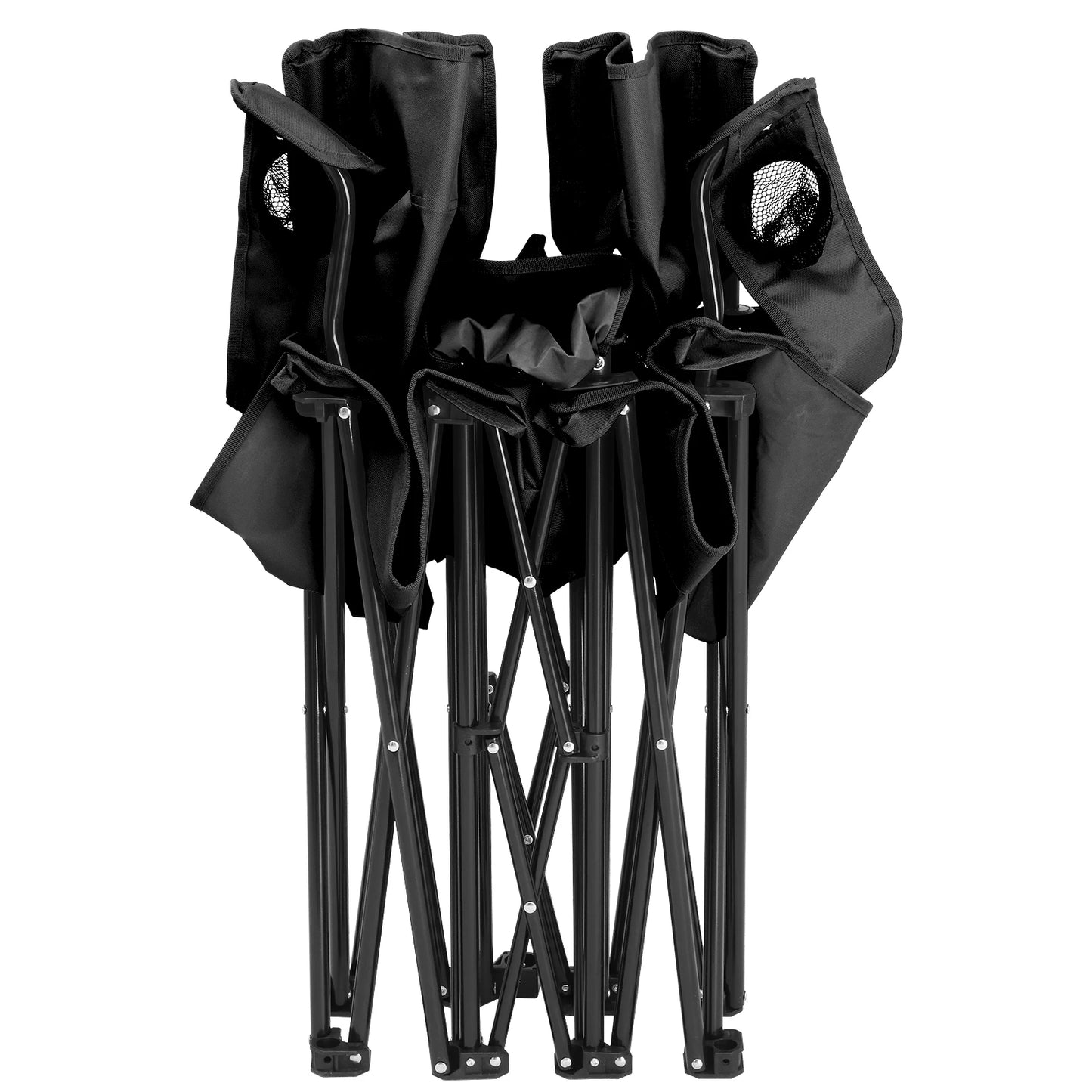 59*19.6*31in Portable Outdoor 2-Seat Folding Chair with Removable Sun Umbrella Black