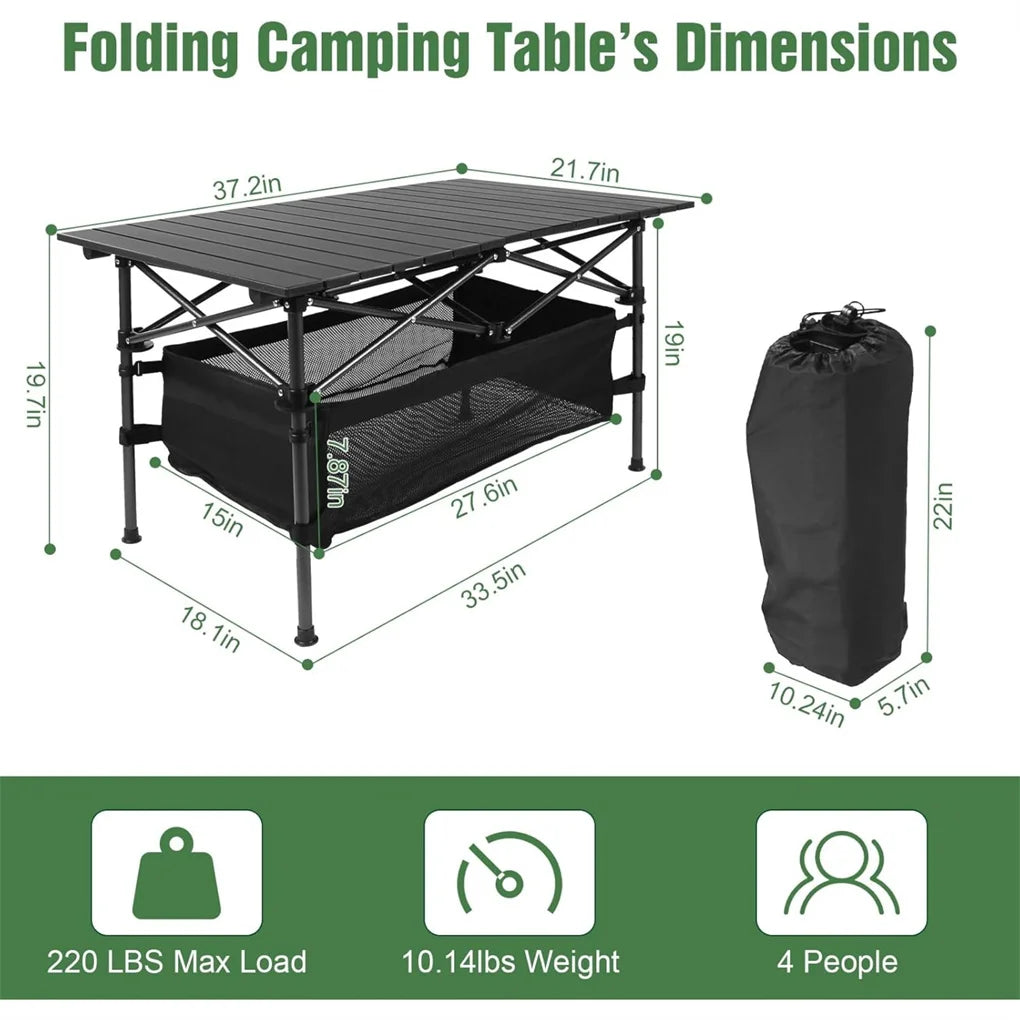 1pc Camping Table That Fold up Lightweight, Aluminum Folding Table Roll Up Table with Easy Carrying Bag for Indoor, Outdoor,