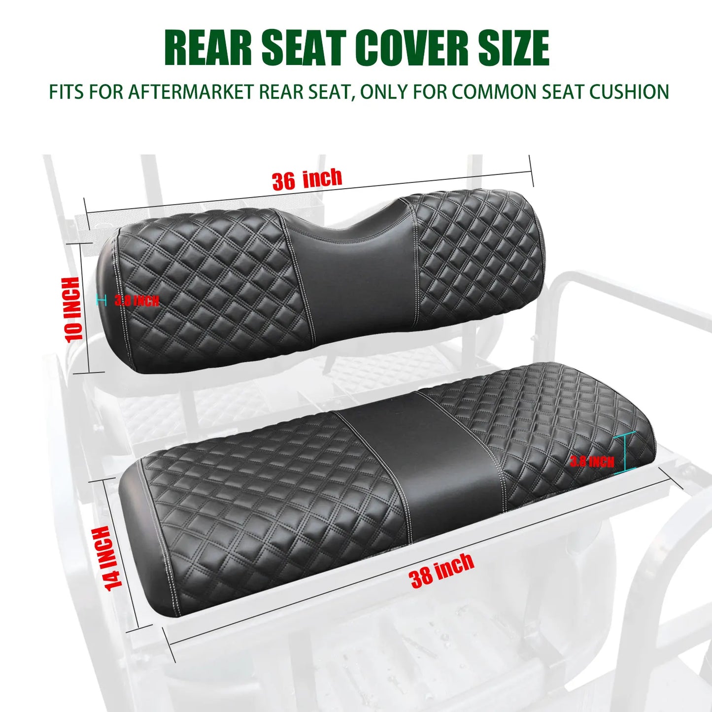 Roykaw Golf Cart Seat Covers Kit for Aftermarket Rear Seat, for Common Seat Cushion, Marine Grade Vinyl Material/Easy to Clean