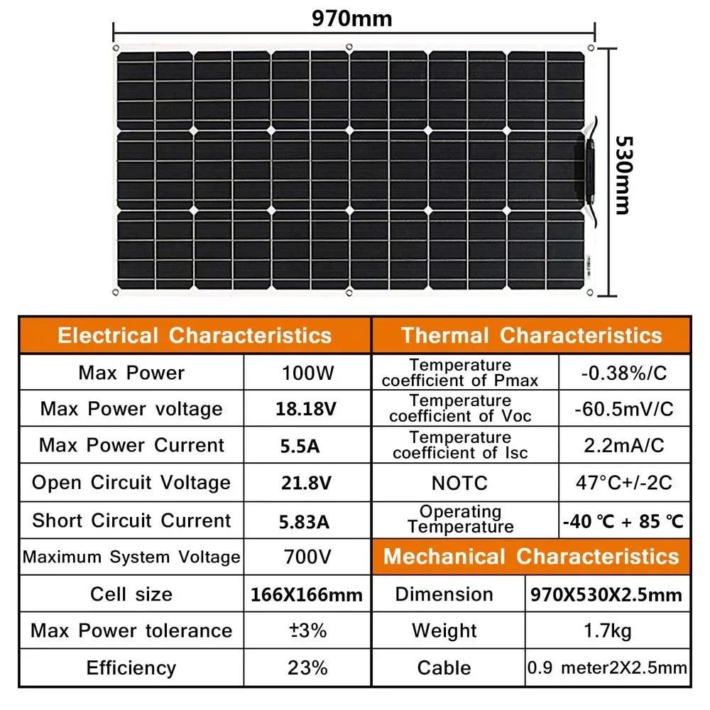 12V Flexible Solar Panel 600W 100W 200W 300W 400W 500W Bendable Waterproof Monocrystalline Best Solar Panel China for RV Boat