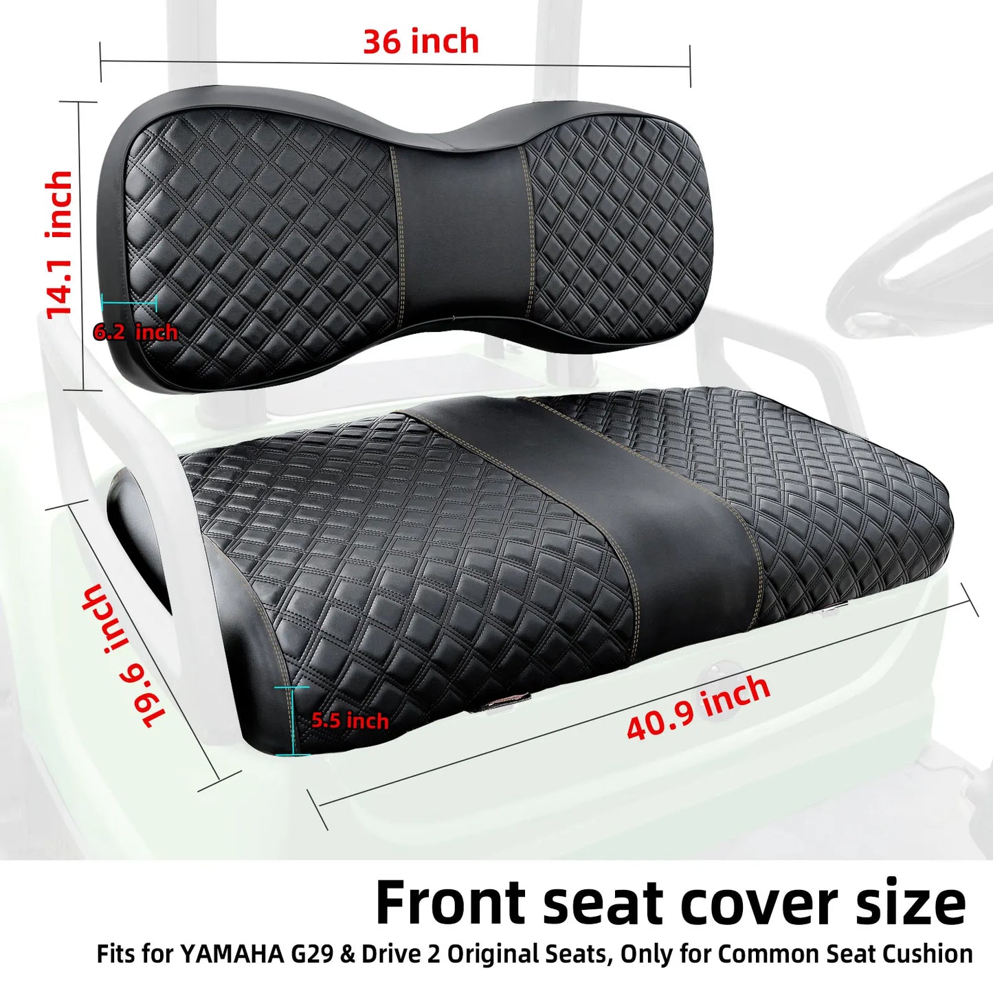 Roykaw Golf Cart Seat Covers Kit Compatible with Yamaha Drive/Drive2 OEM Ordinary Seat Cushion, Vinyl Material/Easy to Clean