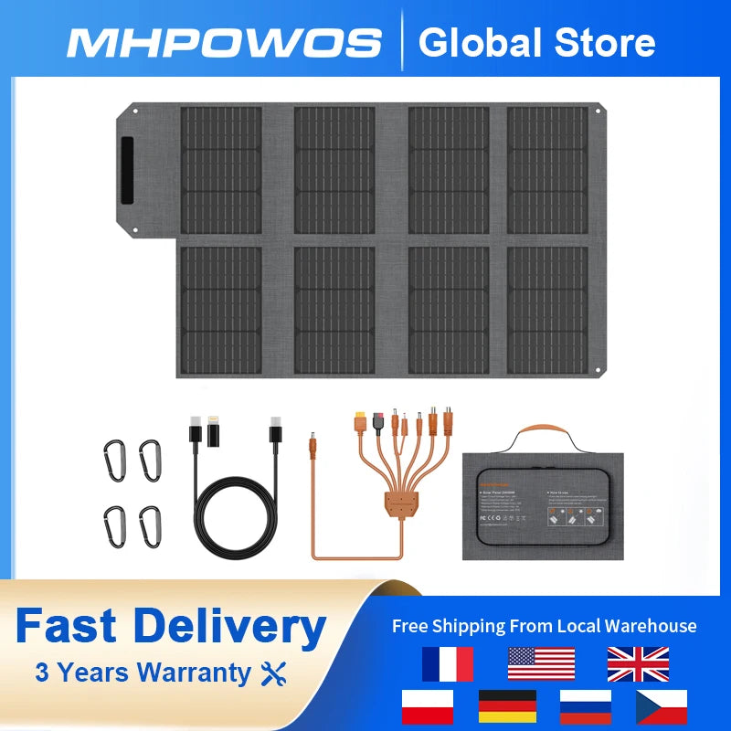 MHPOWOS 120W 80W 40W Portable Solar Panel 23.5% High Efficiency Foldable Solar Charger for Camping, RV, Emergency Power Supply