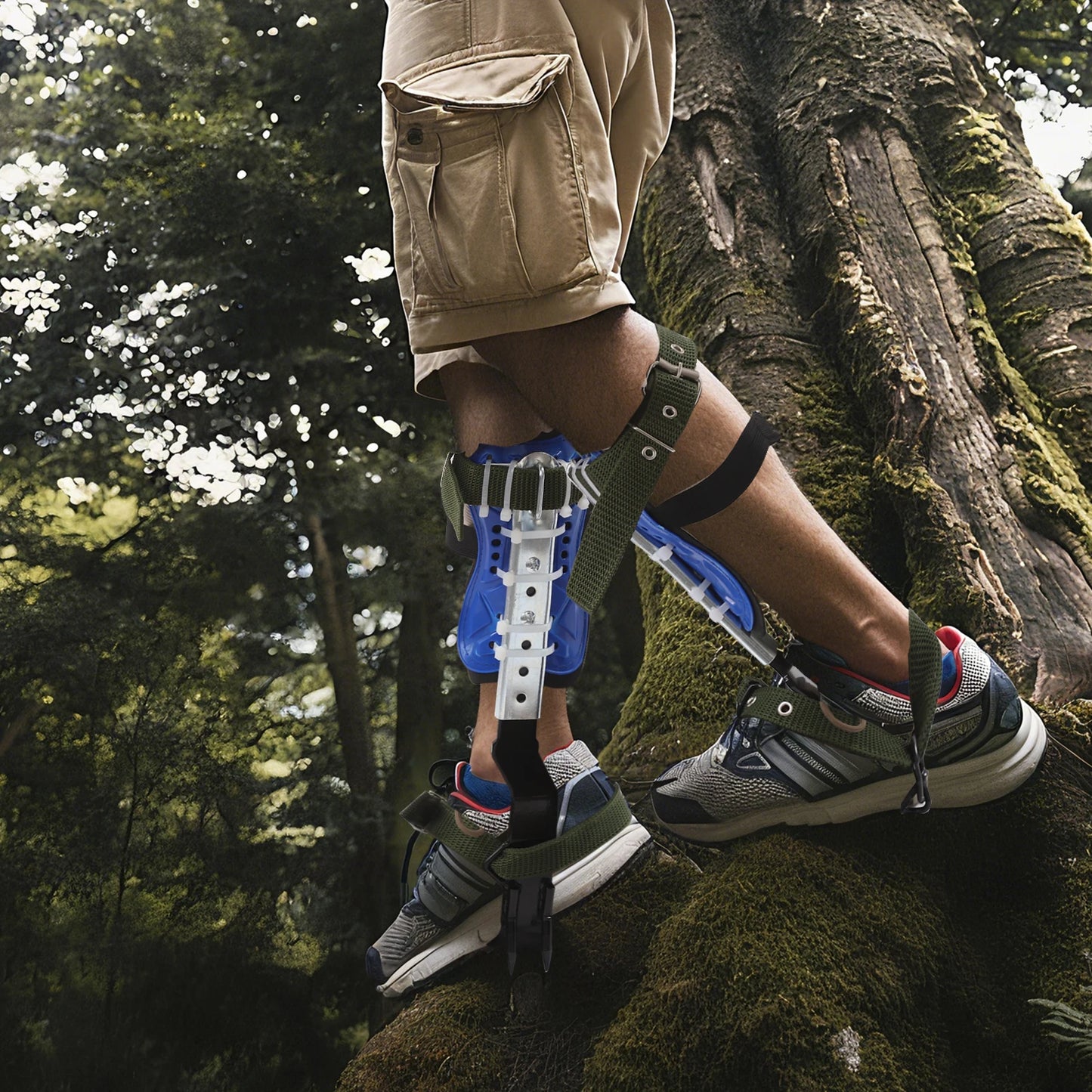 Adjustable Tree Climbing Spikes 330LBS Load Steel Climbing Gear with Safety Belt/Rope for Outdoor/Fruit Picking