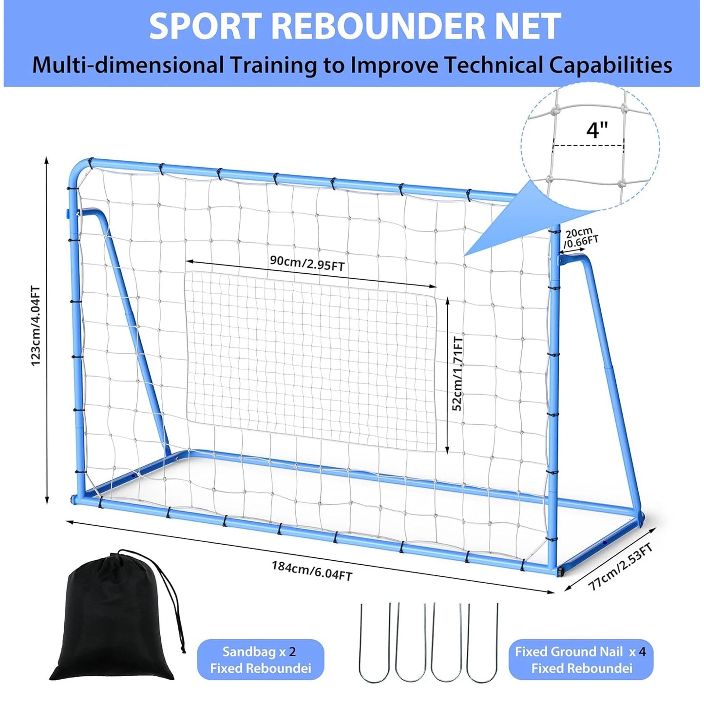 Soccer Rebounder Net– Adjustable Angle Soccer Trainer & Practice Equipment, Rebound Board for Ball Training, Foldable Soccer Net