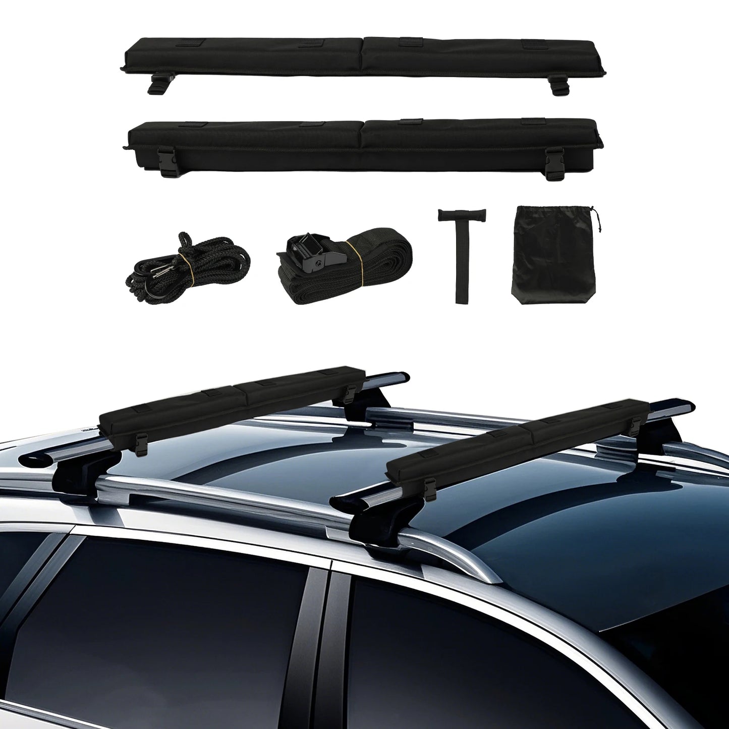 SucceBuy 30 inch Soft Roof Rack Pad Universal Car Roof Rack Pad for Various Crossbars Luggage Kayak Carrier SUP Canoe Snowboard