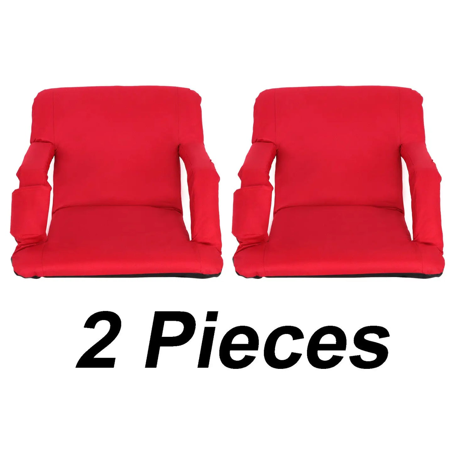 2PCS Stadium Seats 5 Reclining Positions Stadium Chairs for Bleacher Benches Red
