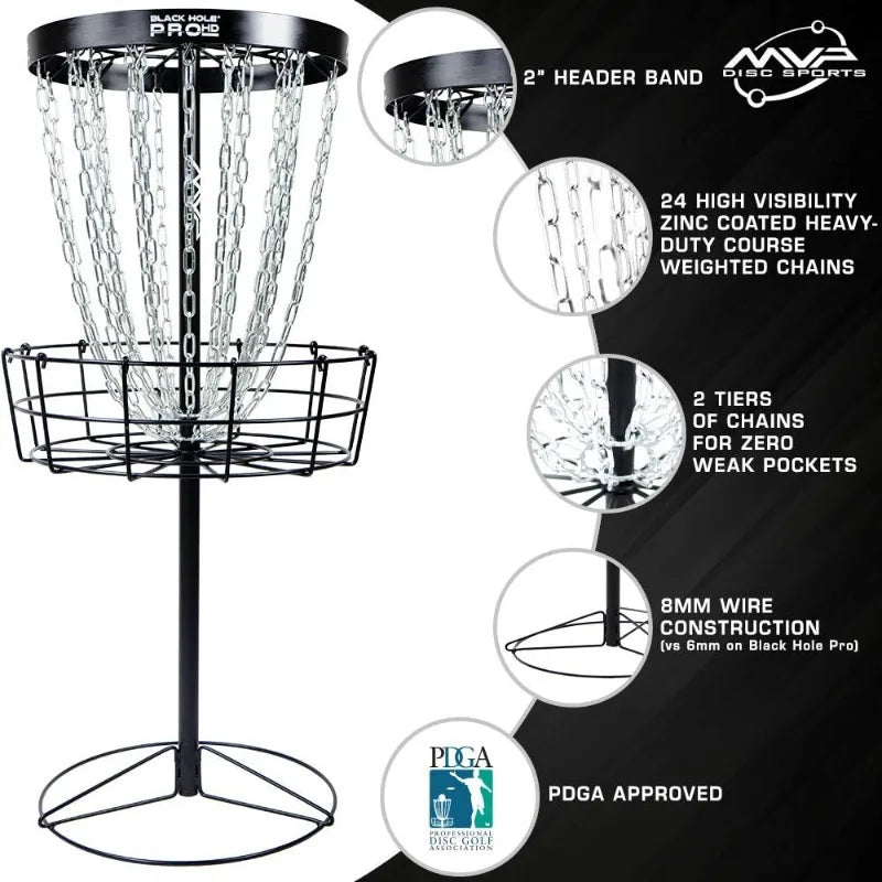 Black Hole Pro HD 24-Chain Portable Disc Golf Basket Target