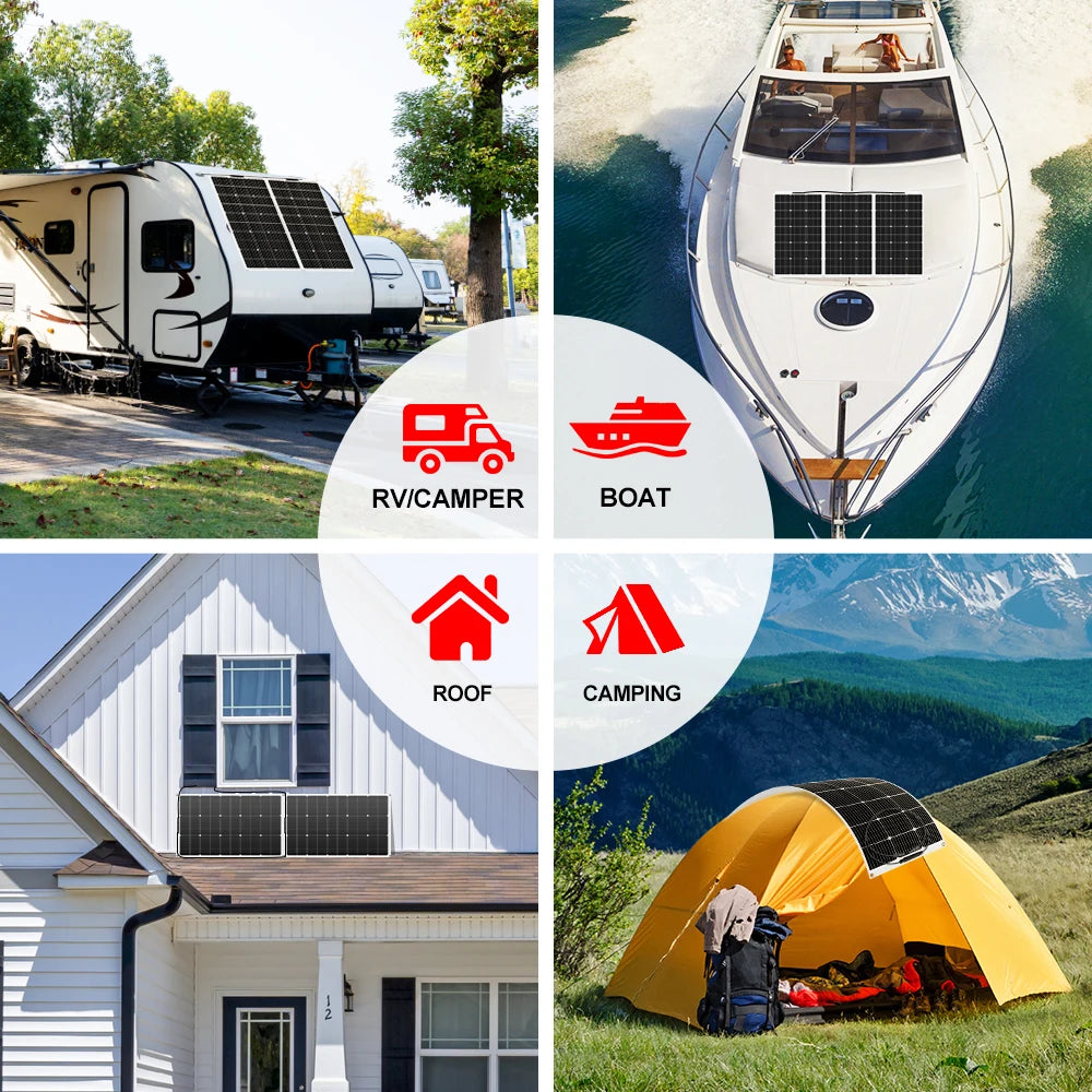 DOKIO 100Wset 200Wset 400Wset 18V flexible solar panel waterproof monocrystalline camping  12V battery charging