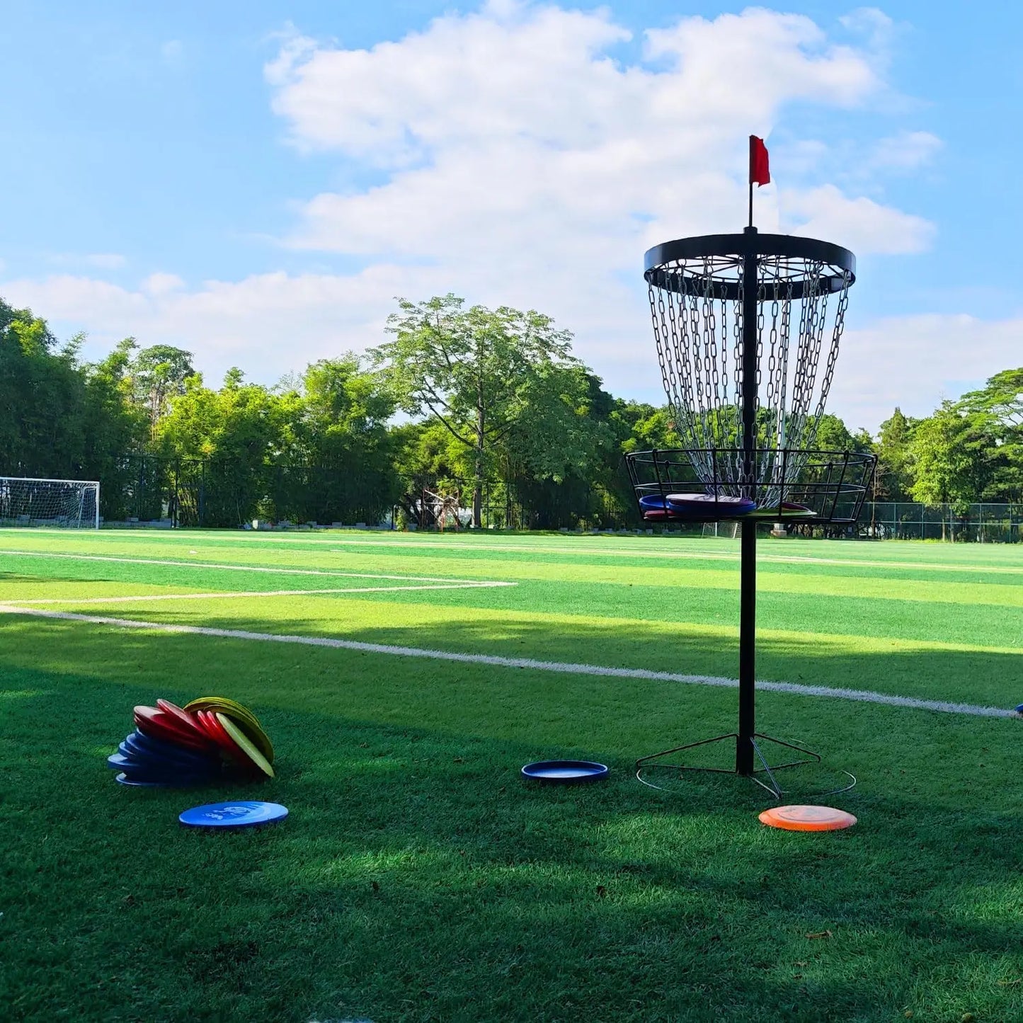 Portable Disc Golf Basket with 24 Chains, Includes 6 Discs and Carry Bag - All Levels