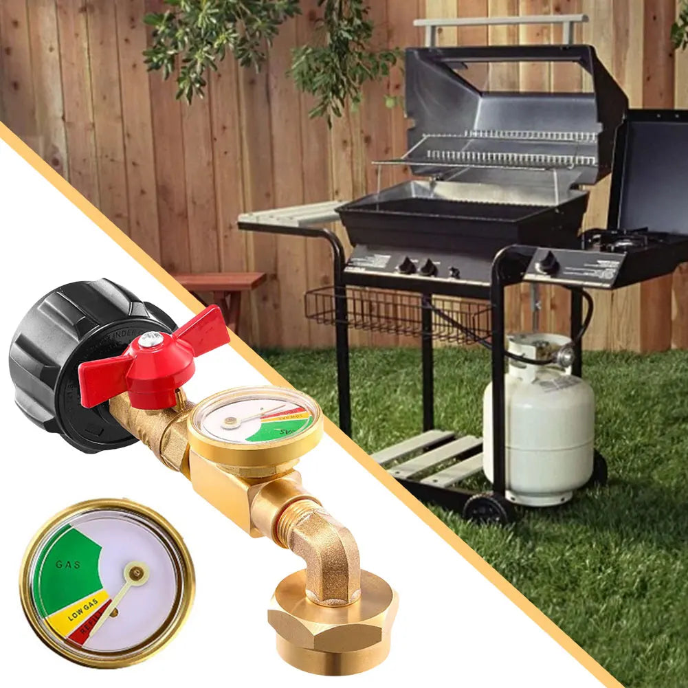 1/2/3PCS Propane Refill Adapter With Valve And Gauge 20lb to 1lb Converter  Gas Tank Connector QCC1 Propane Refill Elbow Adapter