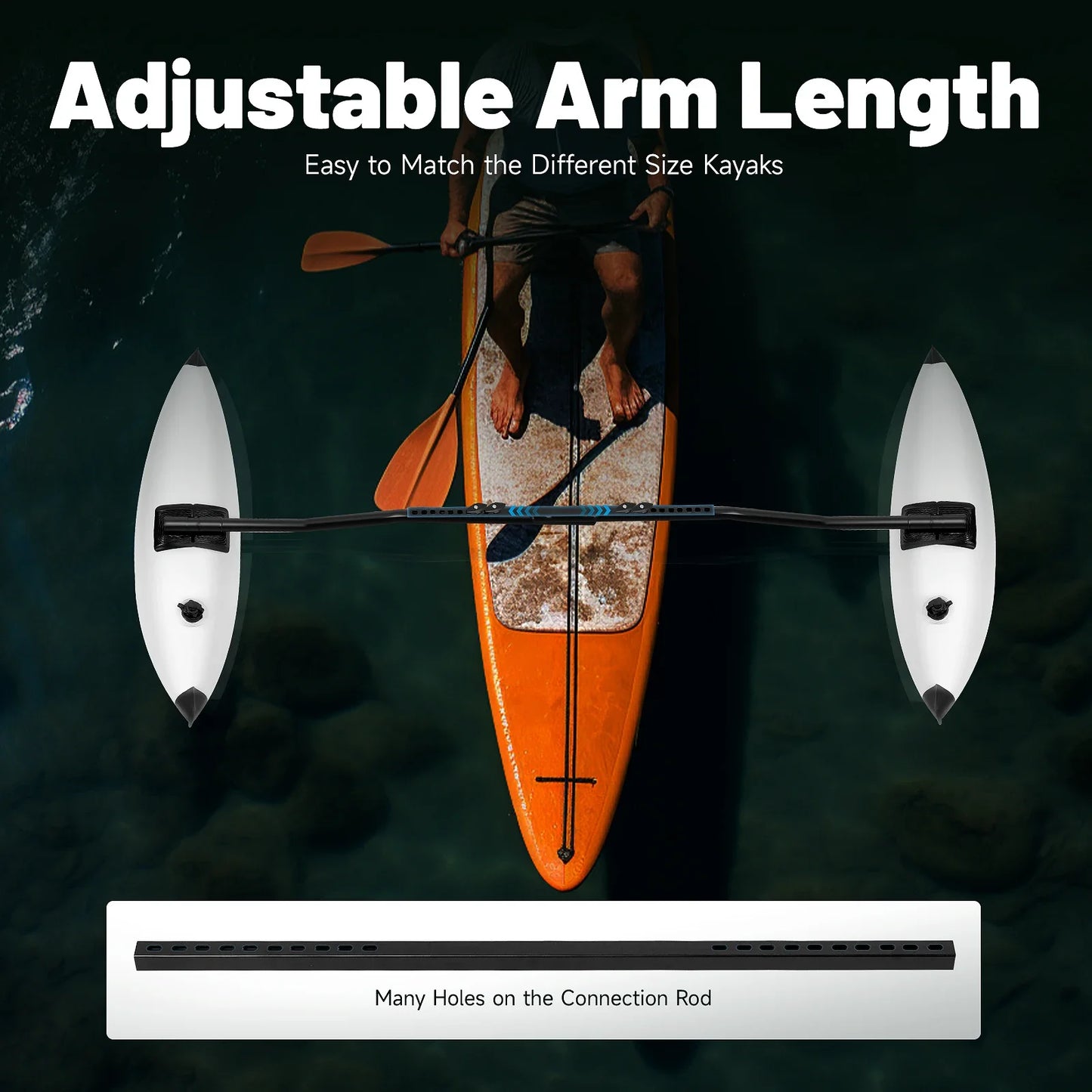 2 Pvc Banana-Shaped Kayak Outrigger with Dual Valves, Portable Adjustable Sidekicks Kayak Stabilizers Outriggers Kits
