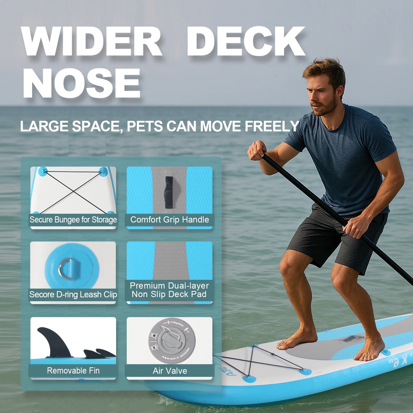 CADALENE Inflatable Stand Up Paddle Board,Versatile Yoga Paddle Board,  with Premium Accessories, for Adults of All Skill Levels