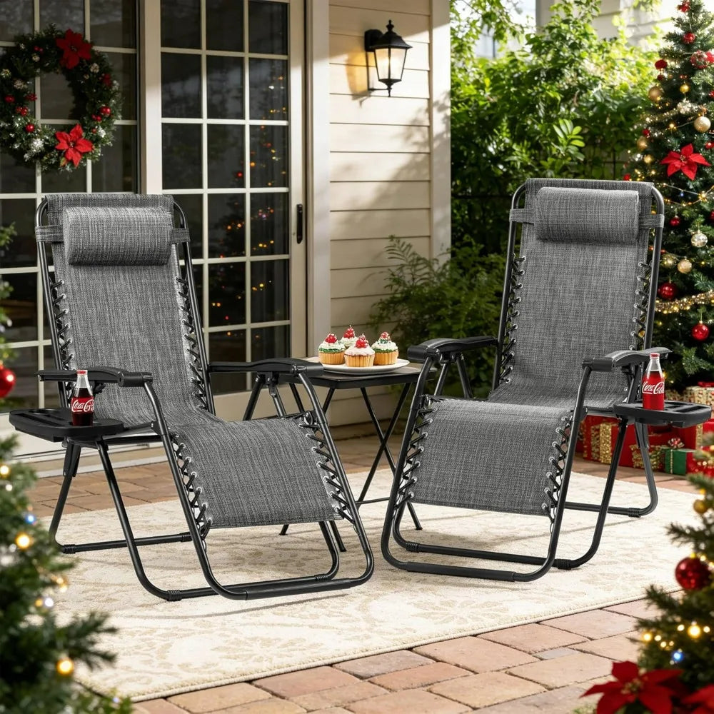 Flamaker Patio Zero Gravity Chair Outdoor Folding Lounge Chair Recliners Adjustable Lawn Lounge Chair with Pillow for Poolside