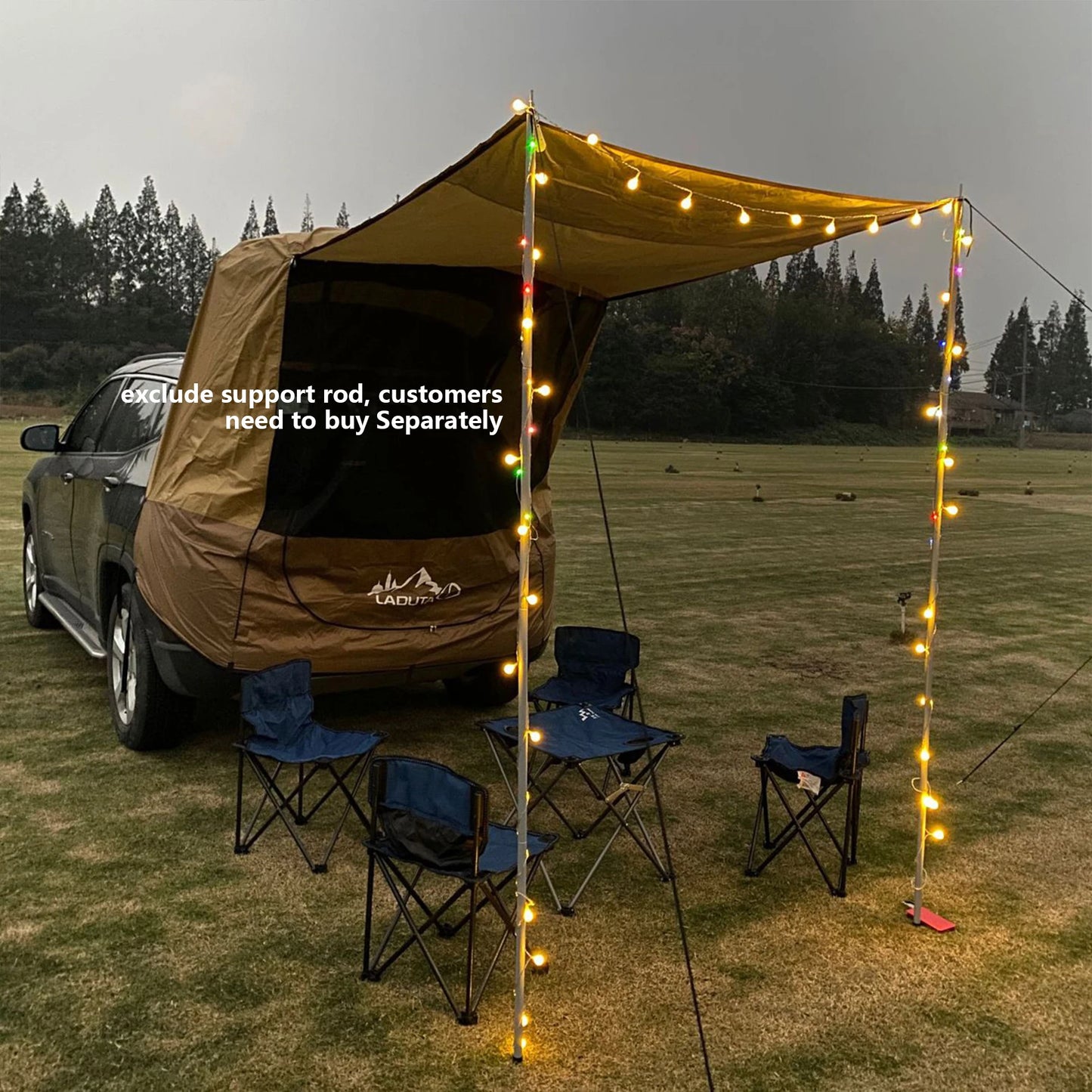 Outdoor Camping Car Tailgate Shade Awning Tent Waterproof Sunshade Car Tailgate Rear Tent