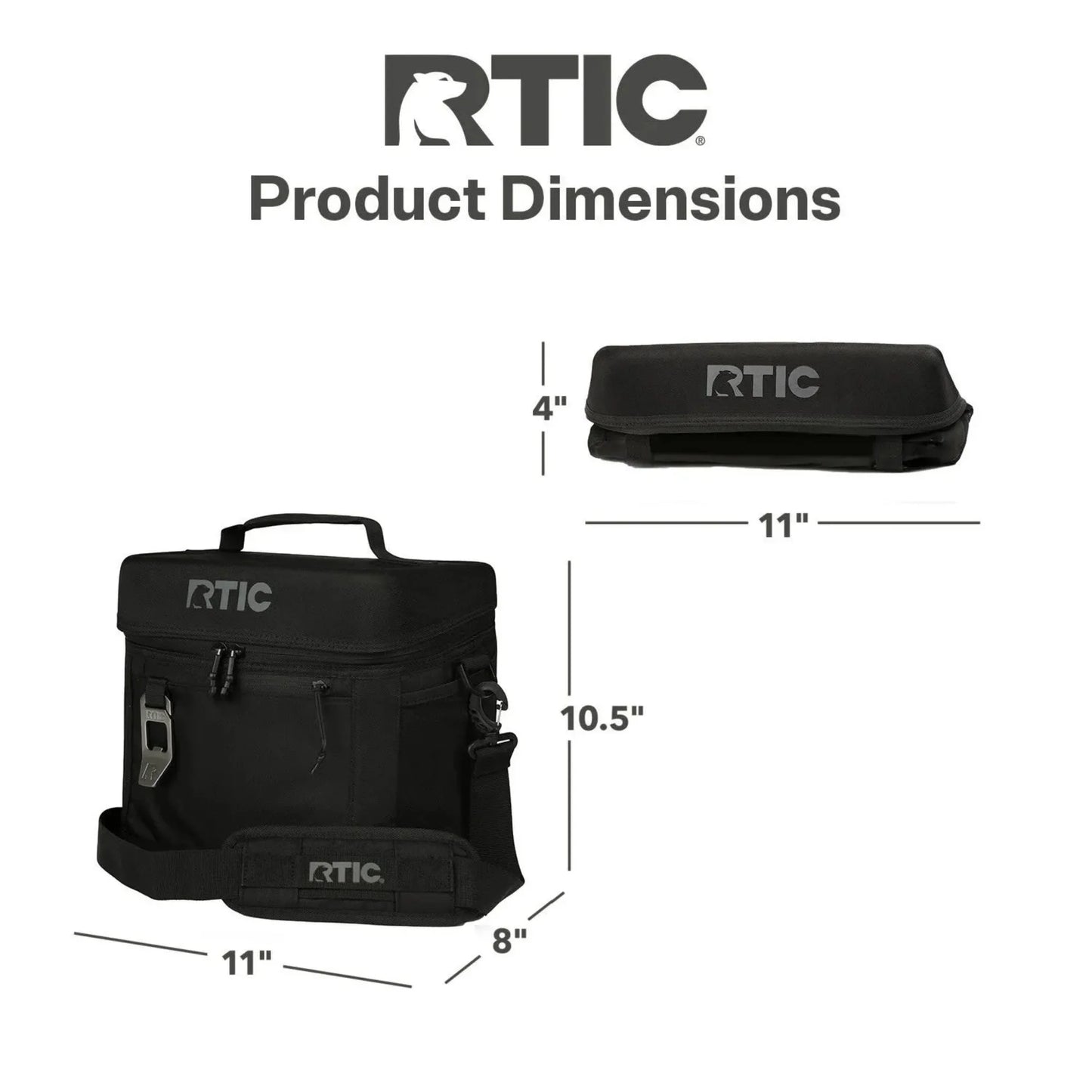 Black 16QT Collapsible Soft Cooler 15 Can, with Bottle Opener Insulated Bag for Everyday Picnics & Travel Use
