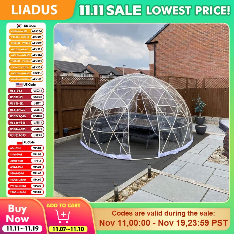 3.6M TPU Clear Bubble Dome Tent for Outdoor Events Parties Camping Cafe Dining - Luxury PVC Garden Igloo Style Tent